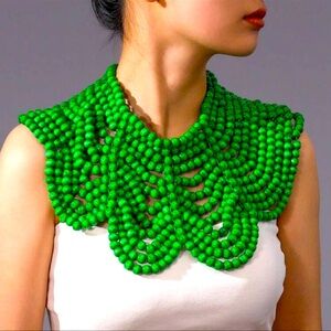 Nib Elegant Green wooden Beaded bib Necklace